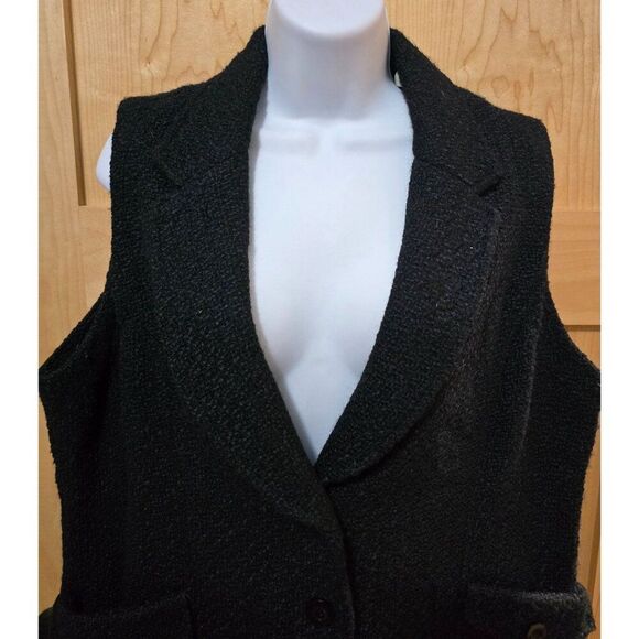 Coldwater Creek Womens Black Textured Buttoned Vest With Pockets Size XL goth - Picture 3 of 7